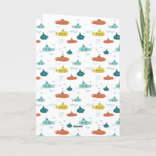 Cute Submarine Nautical Deep Sea Fish Pattern Karte (Rückseite)
