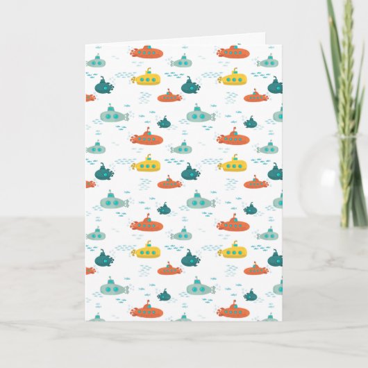 Cute Submarine Nautical Deep Sea Fish Pattern Karte (Vorderseite)