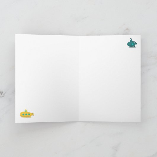 Cute Submarine Nautical Deep Sea Fish Pattern Karte (Innenseite)