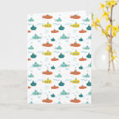 Cute Submarine Nautical Deep Sea Fish Pattern Karte (Gelbe Blume)