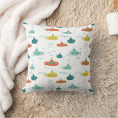 Cute Submarine Nautical Deep Sea Fish Pattern Kissen (Decke)