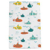 Cute Submarine Nautical Deep Sea Fish Pattern Mittlere Geschenktüte (Vorderseite)