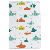 Cute Submarine Nautical Deep Sea Fish Pattern Mittlere Geschenktüte (Rückseite)