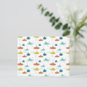 Cute Submarine Nautical Deep Sea Fish Pattern Postkarte (Stehend Vorderseite)