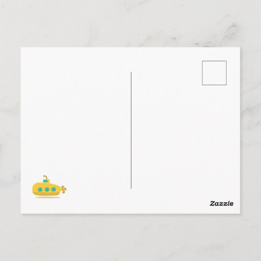 Cute Submarine Nautical Deep Sea Fish Pattern Postkarte (Rückseite)