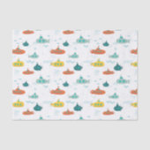 Cute Submarine Nautical Deep Sea Fish Pattern Seidenpapier (Vorderseite)