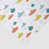 Cute Submarine Nautical Deep Sea Fish Pattern Seidenpapier (Ausschnitt)