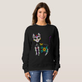 Cute Sugar Skull Mexican Cat Halloween Day Of The Sweatshirt (Vorne ganz)