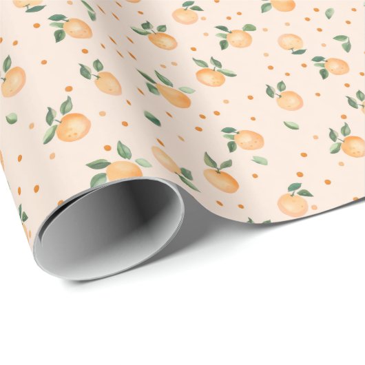 Cute Summer Citrus Oranges Fruit Pattern Geschenkpapier (Rolleneckpunkt)