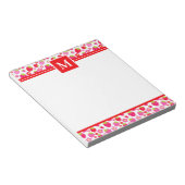 Cute Summer Red & Pink Strawberries Monogram Notizblock (angewinkelt)