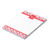 Cute Summer Red & Pink Strawberries Monogram Notizblock (Rotiert)