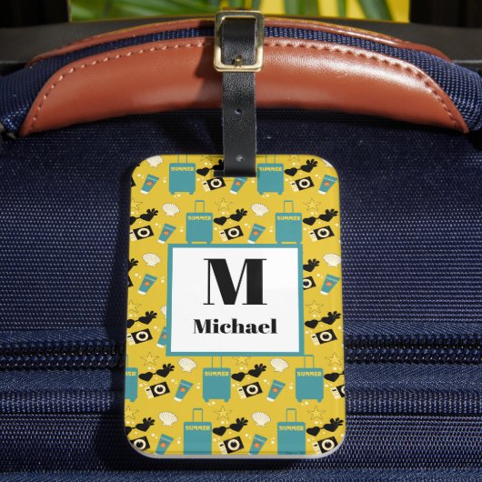 Cute Summer Vacation Elements Luggage Tag Gepäckanhänger (Vorderseite Insitu 2)