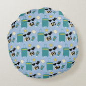 Cute Summer Vacation Elements Round Pillow Rundes Kissen (Rückseite)