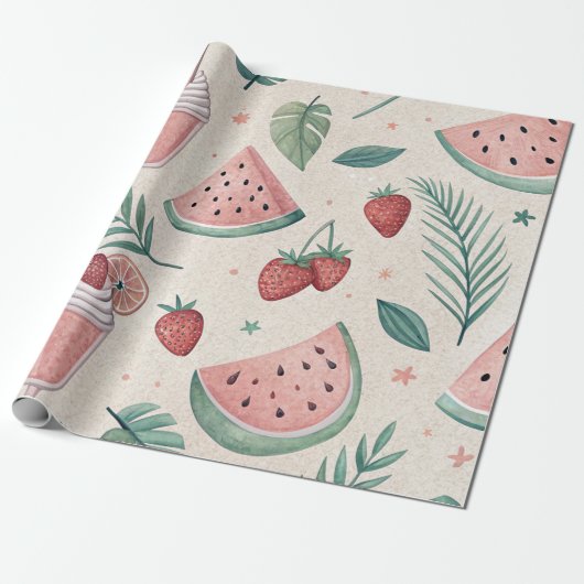 Cute Summery Wrapping Paper Geschenkpapier (Ungerollt)