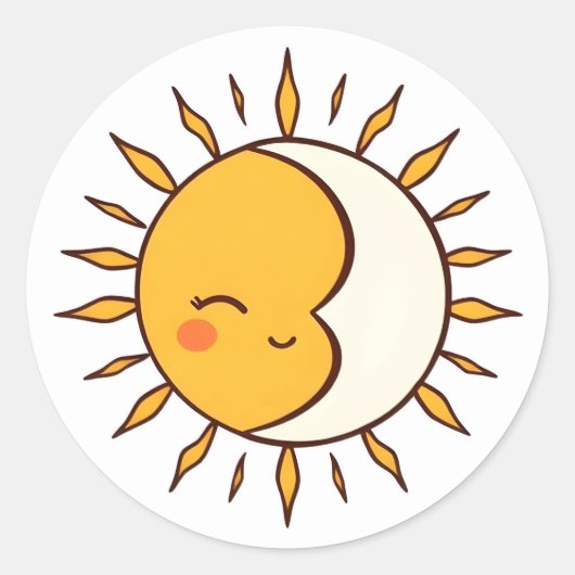 Cute Sun and Moon Celestial Kawaii Sticker (Vorderseite)