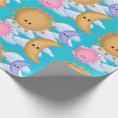 Cute Sun Moon and Cloud Pattern Wrapping Paper Geschenkpapier (Ecke)