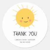 Cute Sun Smiling Thank You Runder Aufkleber (Vorderseite)