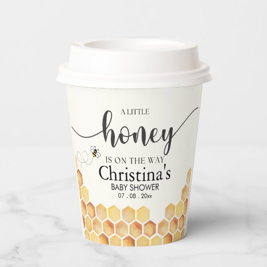 Cute Sunflower Bee Baby Shower Pappbecher (Rückseite)