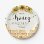 Cute Sunflower Bee Baby Shower Pappteller (Vorderseite)