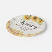 Cute Sunflower Bee Baby Shower Pappteller (Schrägansicht)