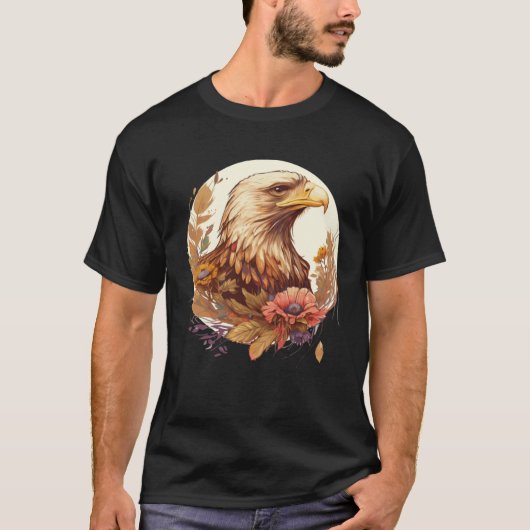 Cute Sunflower Eagle Floral Birding Ornithology T-Shirt (Vorderseite)