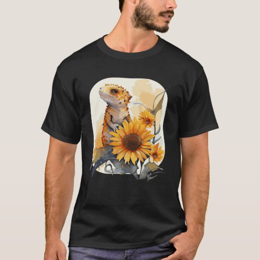 Cute Sunflower Gecko Leopard Gecko Reptile Lizard T-Shirt (Vorderseite)