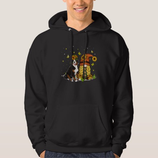 Cute Sunflowers Gnome With Greater Swiss Mountain Hoodie (Vorderseite)
