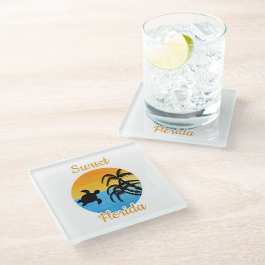 Cute Sunset in Florida Glasuntersetzer (Schrägansicht)