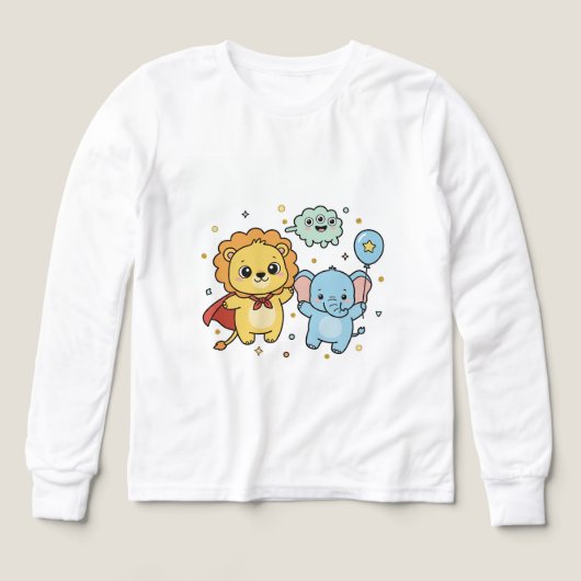 Cute Superhero Lion and Elephant Friends Cartoon (Design Vorderseite)