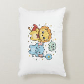 Cute Superhero Lion and Elephant Friends Cartoon Dekokissen (Vorderseite(Vertikal))