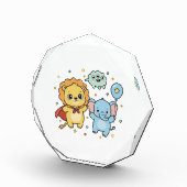 Cute Superhero Lion and Elephant Friends Cartoon Fotoblock (Rechts)