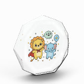 Cute Superhero Lion and Elephant Friends Cartoon Fotoblock (Links)