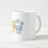 Cute Superhero Lion and Elephant Friends Cartoon Jumbo-Tasse (Vorderseite Rechts)