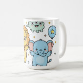 Cute Superhero Lion and Elephant Friends Cartoon Kaffeetasse (VorderseiteRechts)