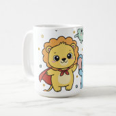 Cute Superhero Lion and Elephant Friends Cartoon Kaffeetasse (Vorderseite Links)