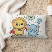 Cute Superhero Lion and Elephant Friends Cartoon Lendenkissen (Decke)