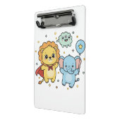 Cute Superhero Lion and Elephant Friends Cartoon Mini Klemmbrett (Gewinkelt2)