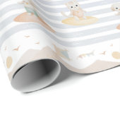 Cute Surfing Dog and Cat Wrapping Paper Geschenkpapier (Rolleneckpunkt)