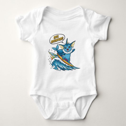 Cute Surfing Vaporeon - Eevee Evolution Water Type Baby Strampler (Vorderseite)