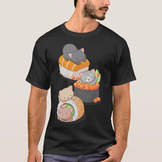 Cute Sushi Cat Kawaii Japanese Sushi Cat Otaku Kaw T-Shirt (Vorderseite)