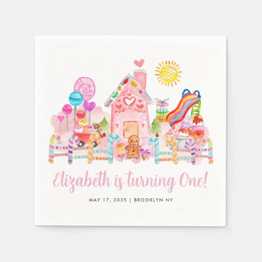 Cute Sweet Celebration Candyland Kids Birthday Serviette (Vorderseite)