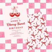 cute Sweet Cherry Birthday Invitation Girl Einladung
