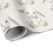 Cute Sweet Cream White Bunnies Christmas Geschenkpapier (Rolleneckpunkt)
