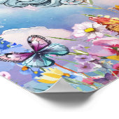 Cute Sweet Dreams Floral Sun, Stars & Moon  Poster (Ecke)