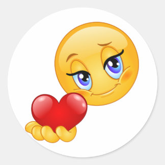 cute sweet emoji love hearts kiss classic round runder aufkleber