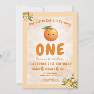 Cute Sweet Little Cutie Orange Citrus 1st Birthday Einladung
