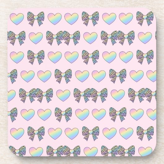 cute sweet rainbow hearts pastel gradient pattern getränkeuntersetzer (Vorderseite)