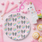  cute sweet rainbow hearts pastel gradient pattern pappteller (Party)