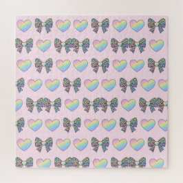  cute sweet rainbow hearts pastel gradient pattern puzzle