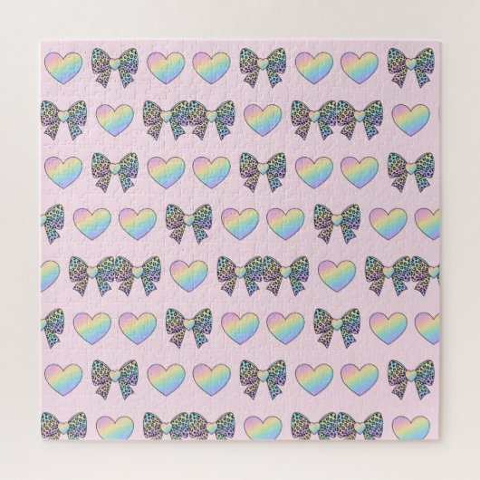  cute sweet rainbow hearts pastel gradient pattern puzzle (Vertikal)